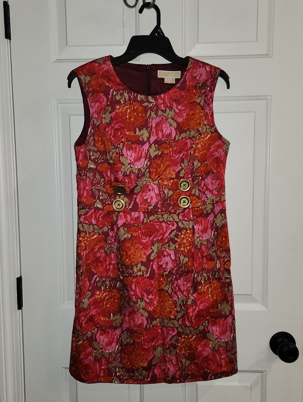 Michael Kors Women's Floral  Print Sleeveless  Dress Red Pink Sz 10P